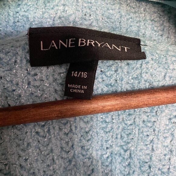 Lane Bryant Turtleneck Cut Out Ribbed Chunky Knit Blue Perforated Sweater - Picture 2 of 9